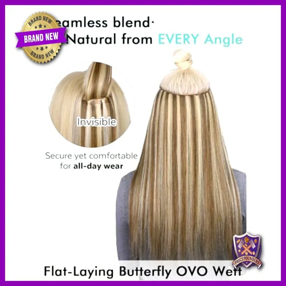 Human Hair Extensions 18 Inch Glue-Free Weft Micro Beads Volume